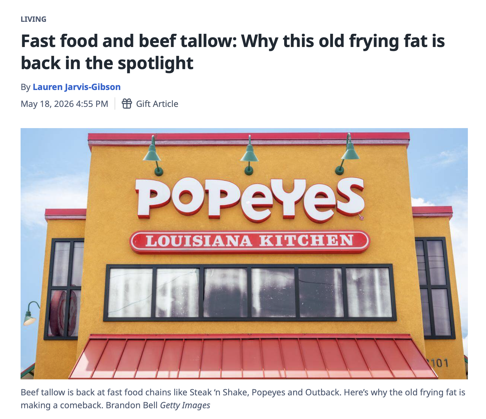 Fast food and beef tallow: Why this old frying fat is back in the spotlight